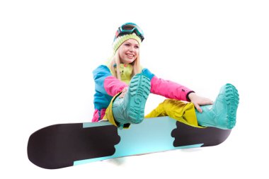 snowboard ile Kayak elbiseli kadın