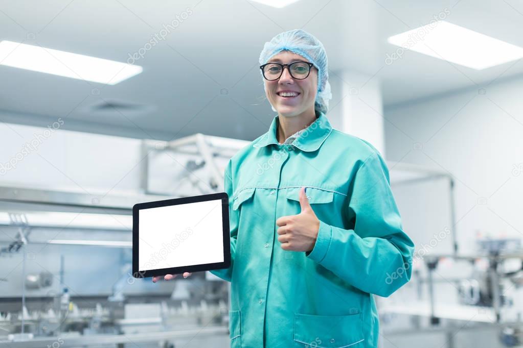 industrial scientist with tablet