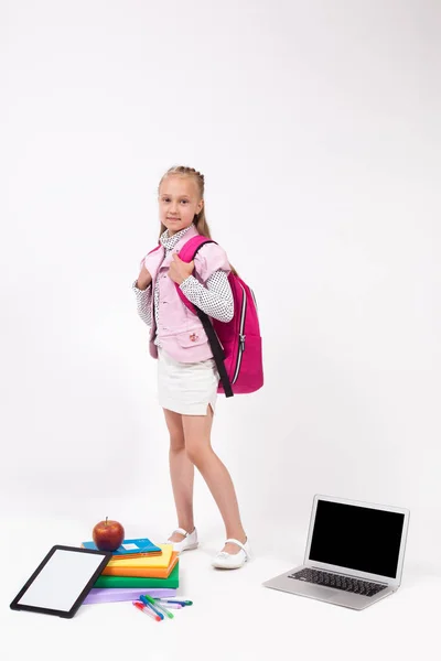 Teen schoolgirl with a backpack — Stock Photo, Image