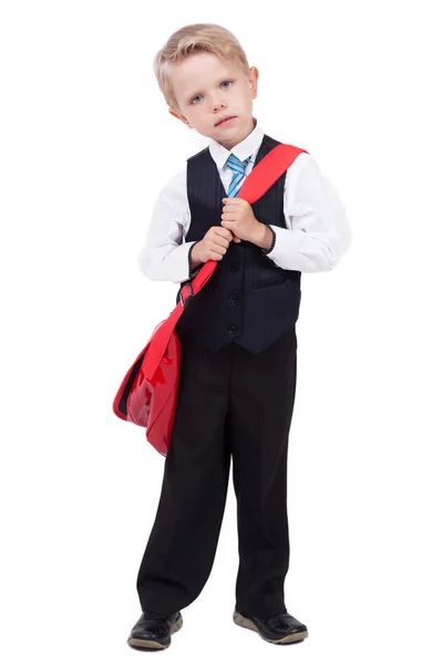 Kleiner Schuljunge im Anzug — Stockfoto