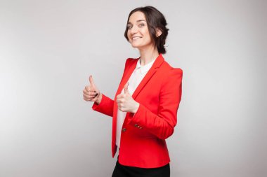 Kırmızı ceket güzel kadın 