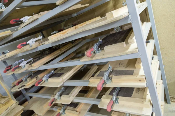 Interior of wooden doors factory — Stock Photo, Image