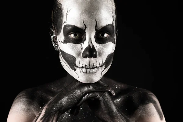 Mulher com scull body art — Fotografia de Stock