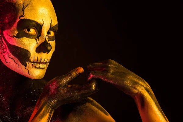 Mujer con scull body art —  Fotos de Stock