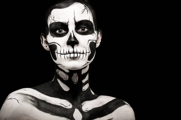 Woman with scull body art