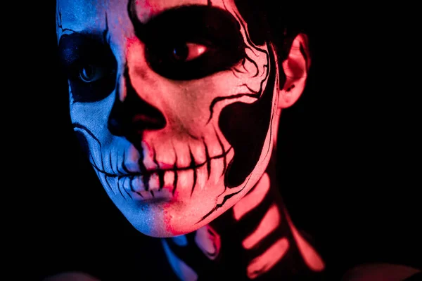 Mulher com scull body art — Fotografia de Stock