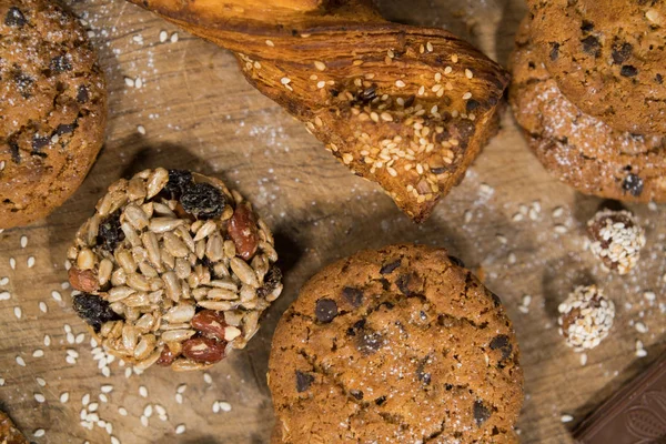 Homemade Multi Grain Cookies Chocolate Chips Table — Stock Photo, Image