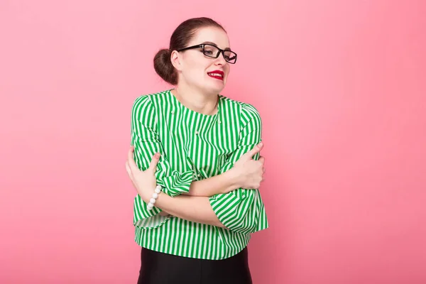 Mujer Joven Hermosa Estresada Gafas Con Estilo — Foto de Stock