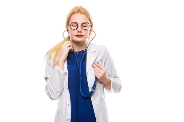 Young Female Doctor Stethoscope Isolated White Background — Stock Photo, Image