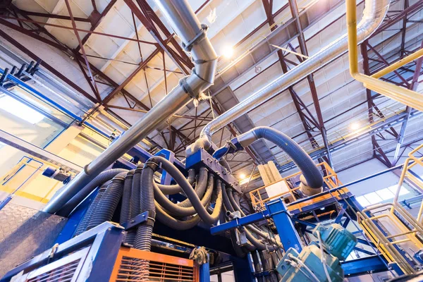 Fabrika Atölye Cam Sanayi Makinelerinde Üretim Süreci Arka Plan — Stok fotoğraf