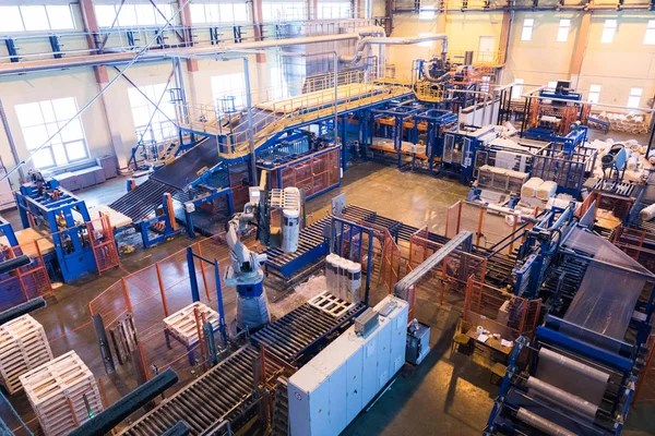 Bovenaanzicht Van Moderne Operationele Plant Produceren Glasvezel Zware Industrie Machines — Stockfoto