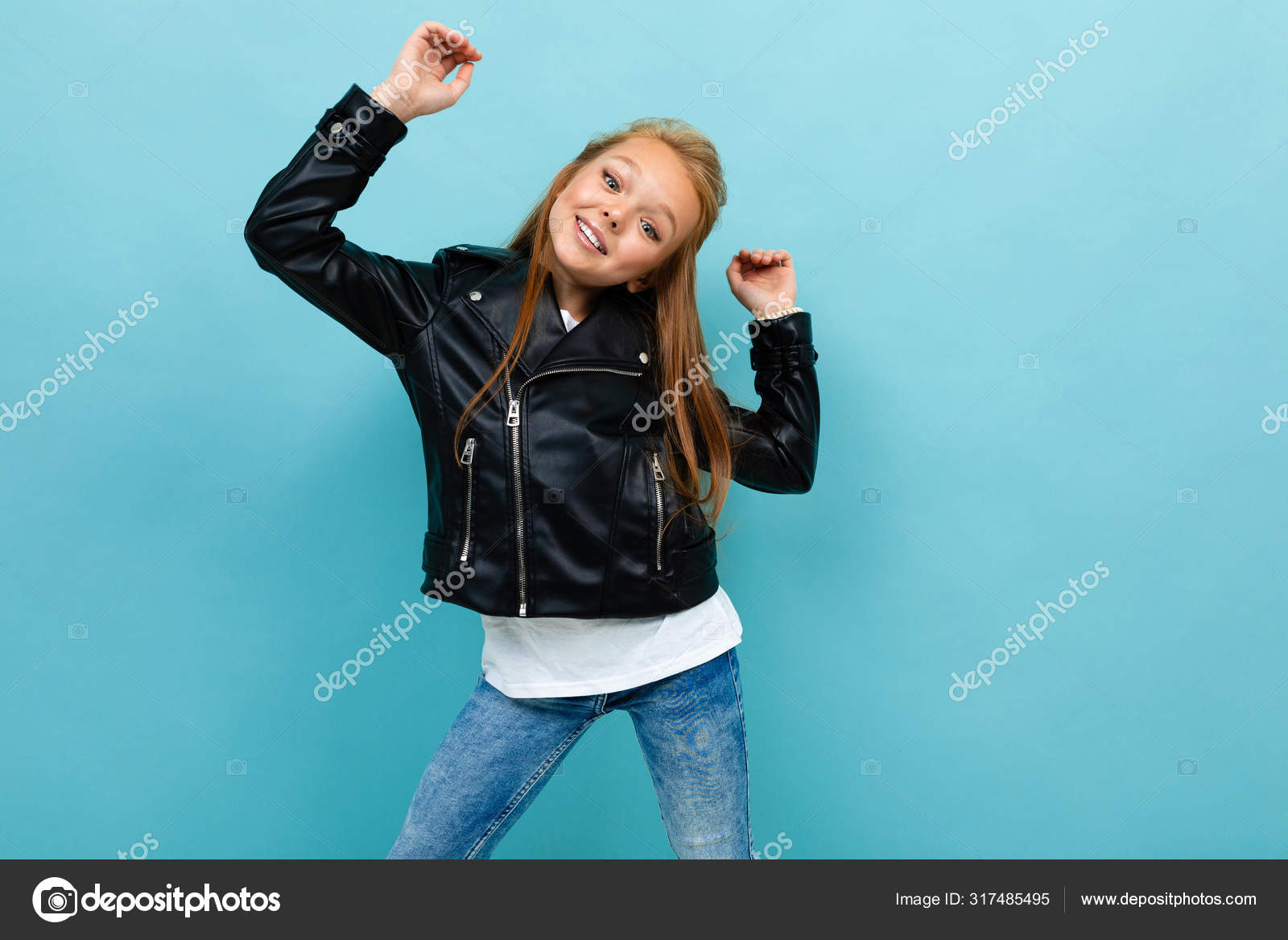 little girl black leather jacket