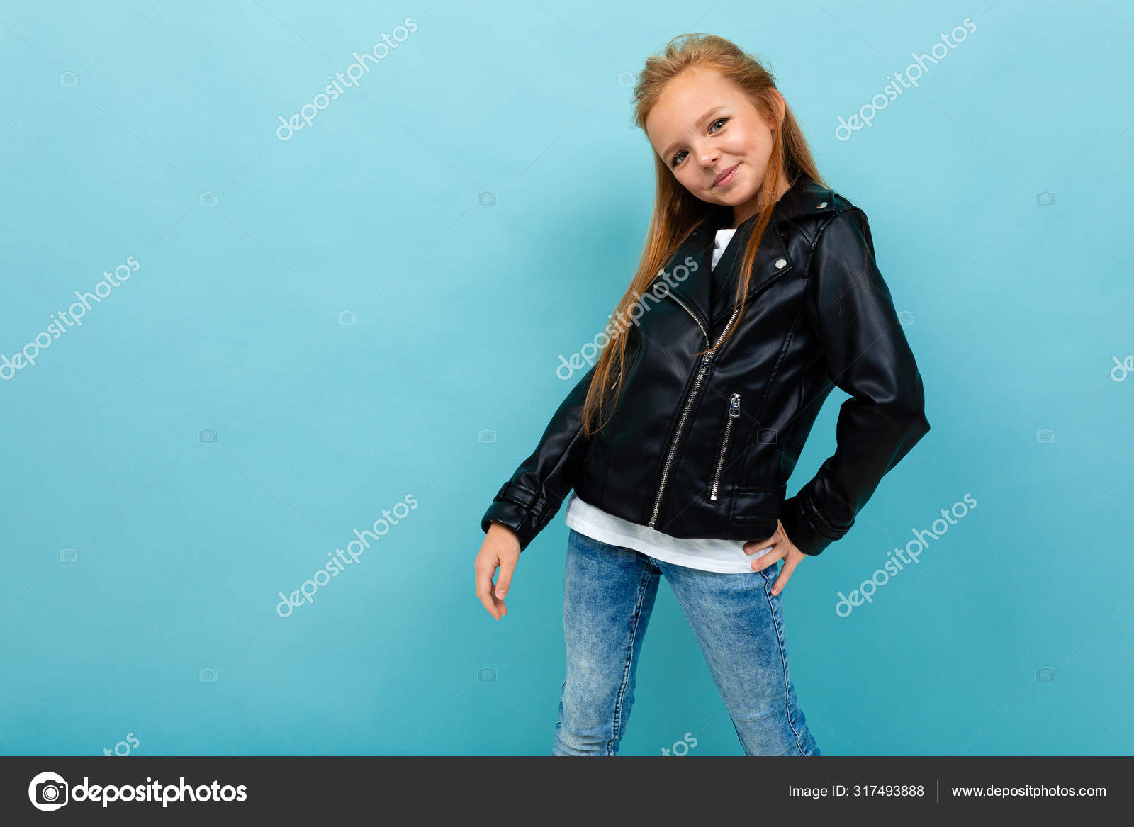 little girl black leather jacket