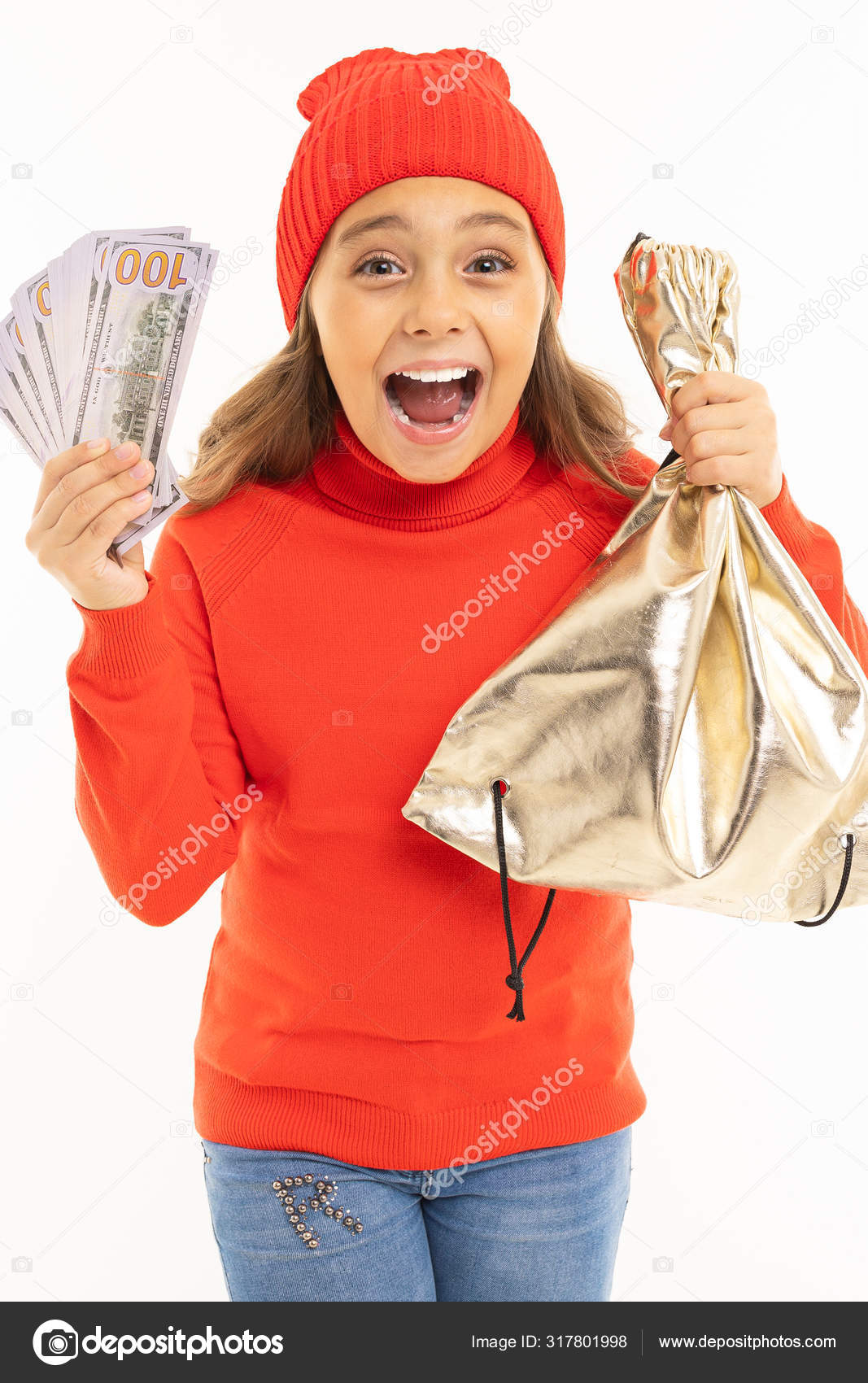 little girl red sweater