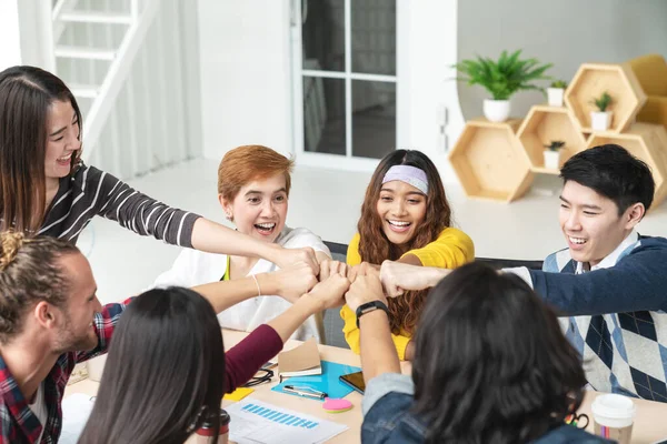 Multiethnic Young Team Stack Hands Together Trusted Unity Teamwork Modern Royalty Free Stock Images