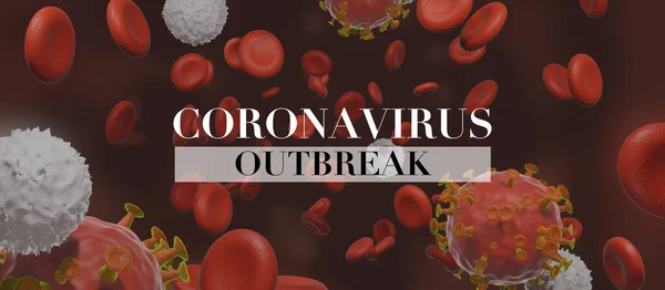 Coronavirus Covid White Red Blood Render Background Éclosion Coronavirus Épidémie — Photo