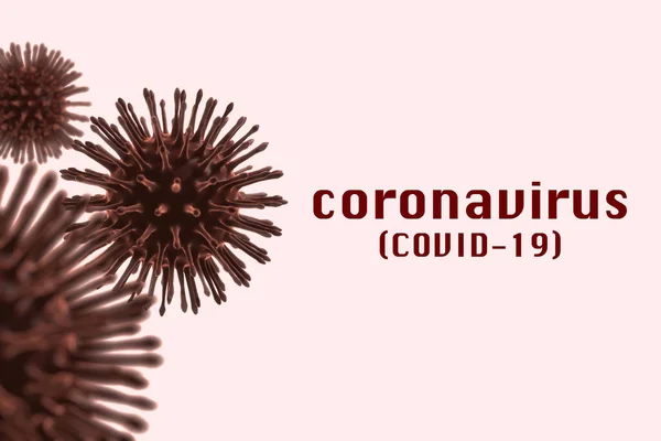 Coronavirus Covid Render Dan Teks Latar Belakang Putih Wabah Coronavirus — Stok Foto