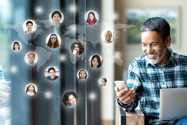 Social Media Network Global Network Connection People Connecting All World Royalty Free Stock Images