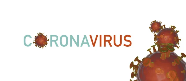 Banner Van Coronavirus Tekst Virus Model Uitbraak Van Het Coronavirus Stockfoto