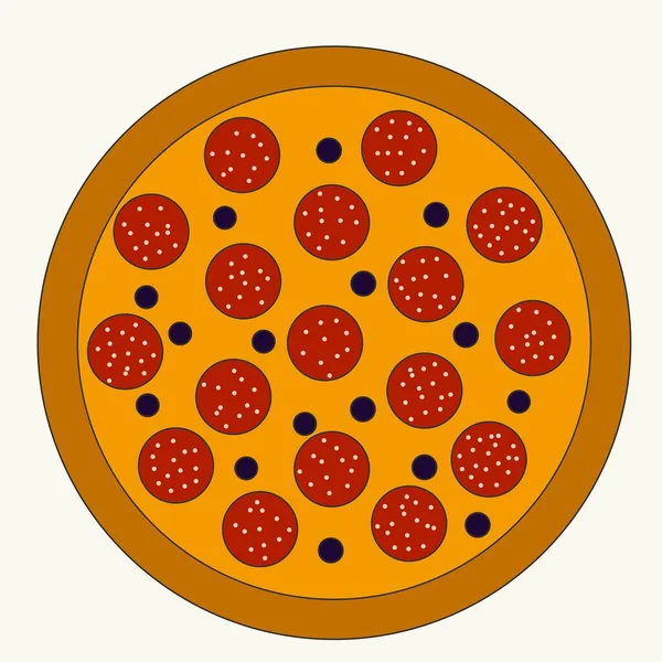 Illustration Delicious Pepperoni Pizza Olives Top View — Stock Photo, Image