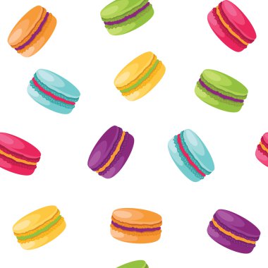 Beyaz arka plan üzerinde izole renkli macaroons seamless modeli. 