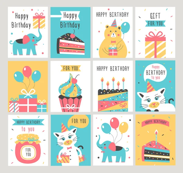 Happy Birthday card set. — Stock Vector