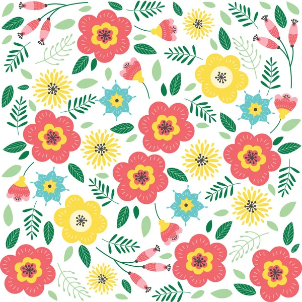 Floral pattern with flowers and leaves. Cute pattern with small flowers