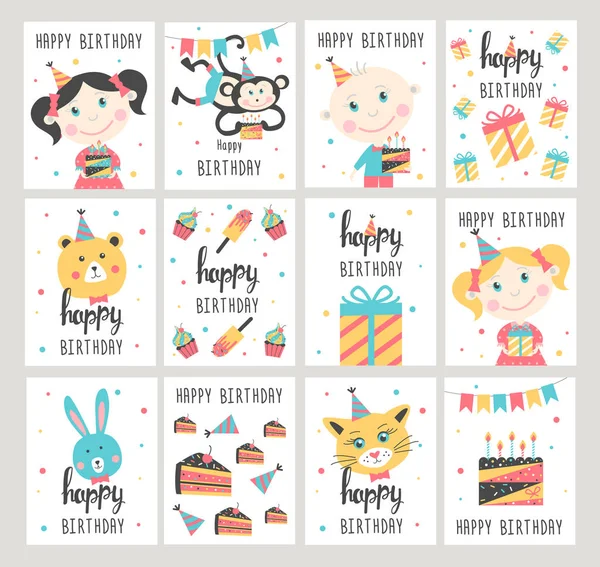 Happy Birthday card set. — Stock Vector