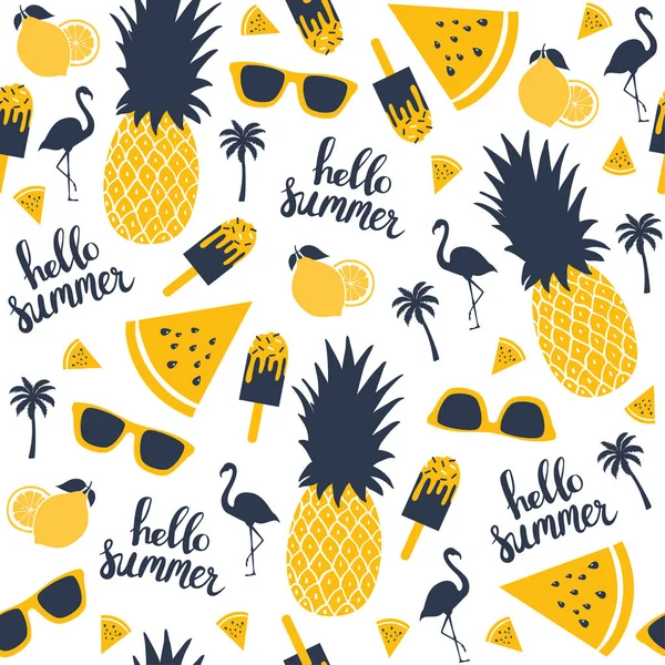 Το καλοκαίρι το μοτίβο. Καρπούζι, ανανάς. — Διανυσματικό Αρχείο