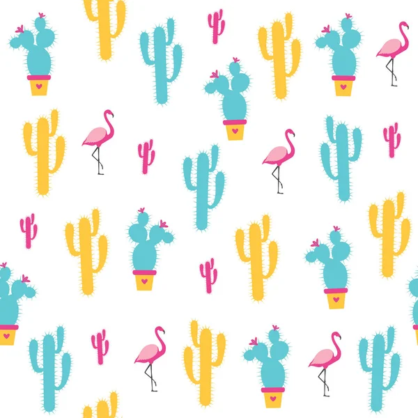 Cactus patrón sin costuras sobre un fondo blanco . — Vector de stock