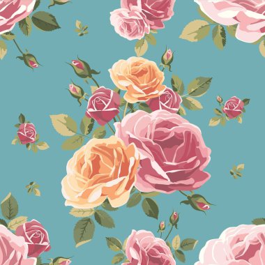 Güllerle kusursuz desen. Klasik çiçek arkaplanı. 