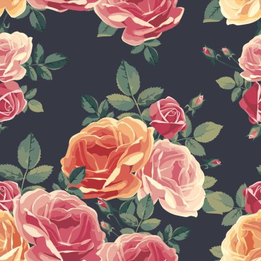 Güllerle kusursuz desen. Klasik çiçek arkaplanı. 