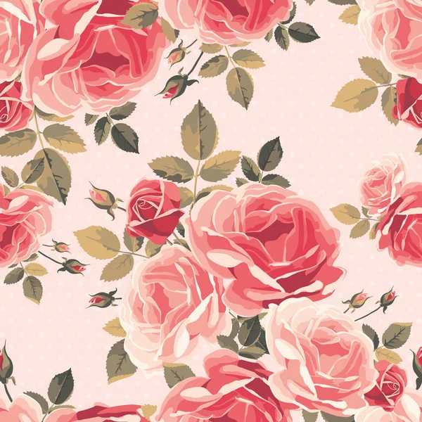 Безшовний візерунок з трояндами. Вінтажний квітковий фон . — стоковий вектор