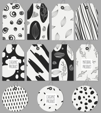 Hediyelik Etiketler ve kartı ile organik öğesi kümesi. 