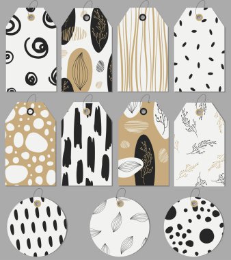 Hediyelik Etiketler ve kartı ile organik öğesi kümesi. 