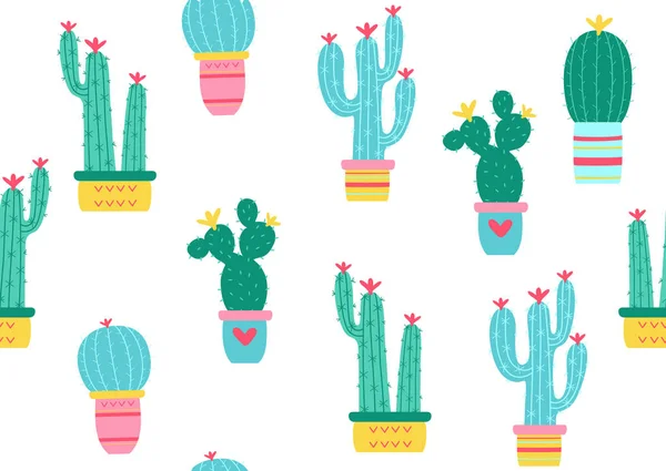 Cactus patrón sin costura . — Vector de stock