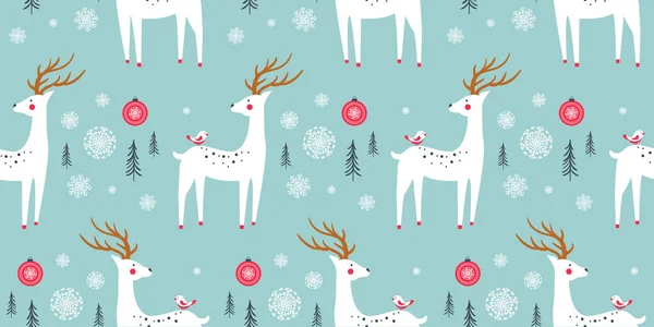 Weihnachten nahtlose Muster mit Hirsch. — Stockvektor