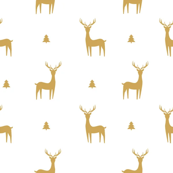 与鹿共渡的圣诞无缝图案. — 图库矢量图片