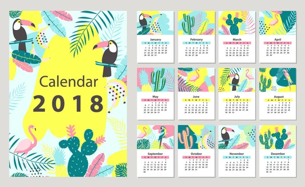 Calendario 2018 a partir del domingo . — Vector de stock