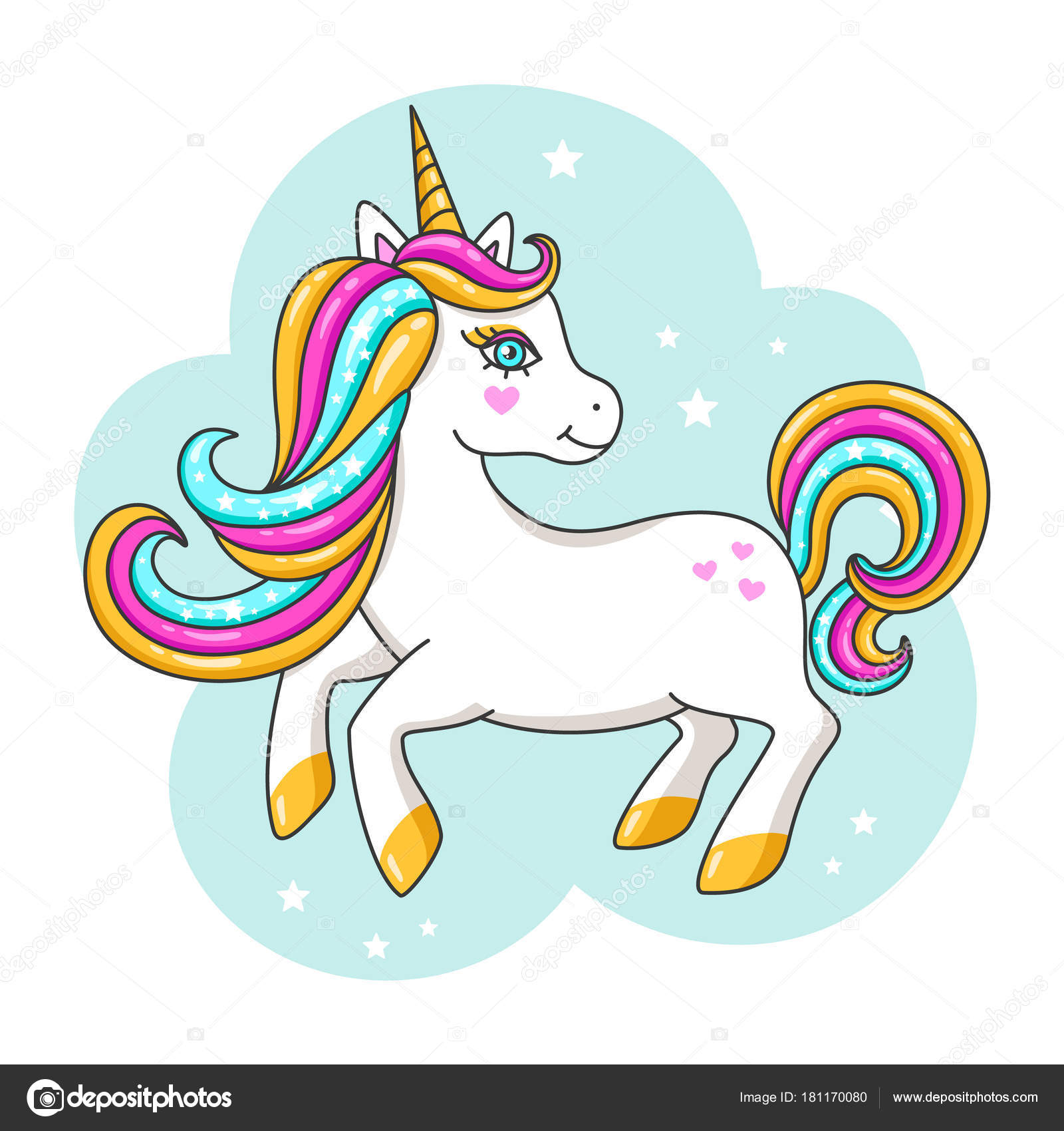 Unicornio Blanco Lindo Ilustración Vectorial Vector de stock #181170080 ...