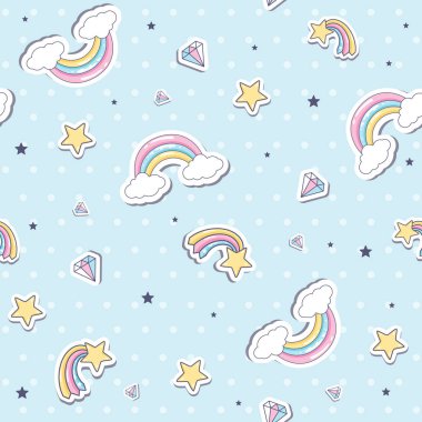 Bebek gökkuşağı ile seamless modeli. Vektör illustratio