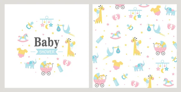 Baby Shower Card Vector Illustration — Stock Vector