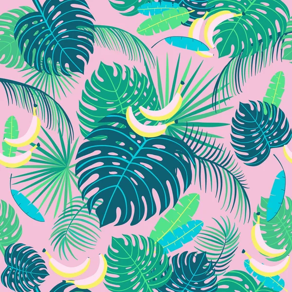 Modèle Tropical Sans Couture Avec Des Feuilles Palmier Illustration Vectorielle — Image vectorielle