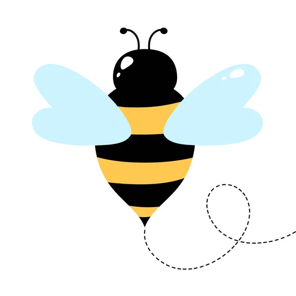 Cartoon Niedliche Biene Isoliert Auf Weißem Hintergrund Vektorillustration — Stockvektor