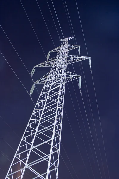 Electricity tower night — Stock Photo, Image