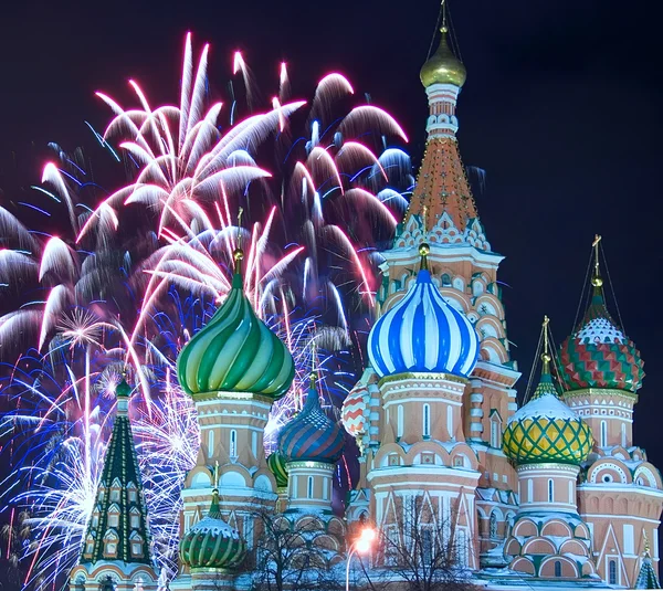 Moskauer Feuerwerk Rotes Quadrat — Stockfoto