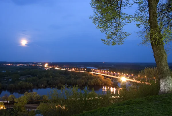 Landschaft Nacht Mond Fluss — Stockfoto
