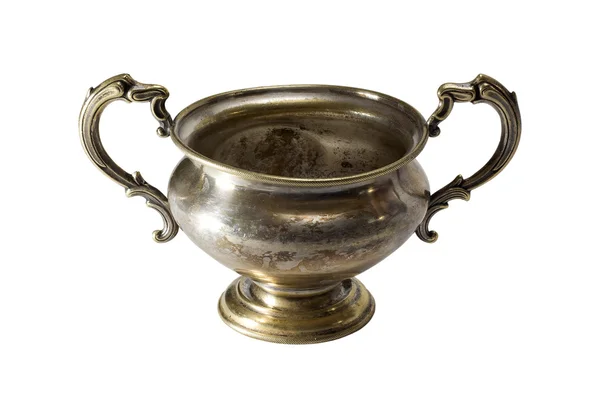 Old silver bowl isolated — Stock Photo, Image