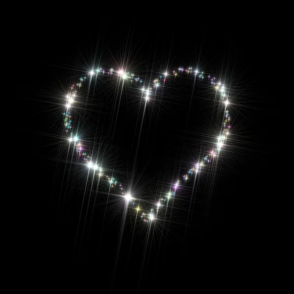 Heart of stars on black background — Stock Photo, Image