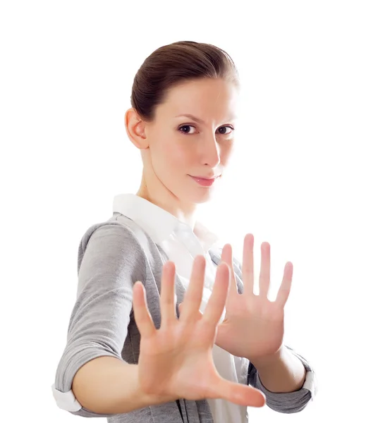 Woman gesture stop — Zdjęcie stockowe